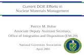 Current DOE Efforts in  Nuclear Materials Management