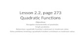 Lesson 2.2, page 273 Quadratic Functions
