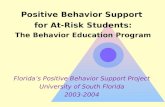 Positive Behavior Support  for At-Risk Students: The Behavior Education Program