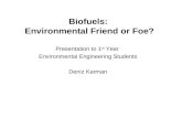Biofuels:  Environmental Friend or Foe?