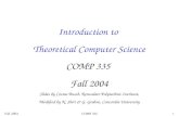 Introduction to  Theoretical Computer Science COMP 335  Fall 2004