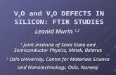V 2 O and V 3 O DEFECTS IN SILICON: FTIR STUDIES