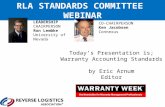 Today’s Presentation is; Warranty Accounting Standards by Eric Arnum Editor