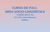 CURSO DE P.D.C. ÀREA SOCIO-LINGÜÍSTICA CURSO 2013/14 I.E.S.Dr .  Lluis Simarro Xativa