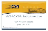 CSA Program Update June 17 th , 2013