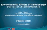 Environmental Effects of Tidal Energy Outcomes of a Scientific Workshop Brian  Polagye