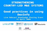 STRENGTHENING  COUNTRY-LED M&E SYSTEMS Good practices in using DevInfo