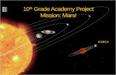 10 th  Grade Academy Project Mission: Mars!