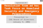 Resolution from ad hoc Task Force on Homeland Security and Emergency Preparedness