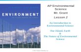 An Introduction to Environmental Science Our Island, Earth & The Nature of Environmental Science