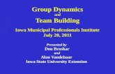 Group Dynamics and Team Building Iowa Municipal Professionals Institute July 20, 2011