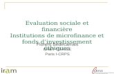 Evaluation sociale et financière Institutions de microfinance et fonds d’investissement éthiques