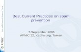 Welcome! Best Current Practices on spam prevention