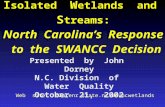 I solated   W etlands  and   S treams: North  Carolina’s  Response   to  the  SWANCC  Decision