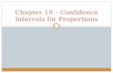 Chapter 19 – Confidence Intervals for Proportions