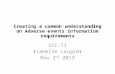 Creating  a  common understanding  on Adverse  events  information  requirements