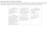 Vocabulary Choice Board