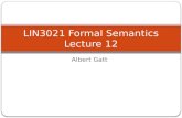 LIN3021 Formal Semantics Lecture 12