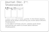 Journal: Dec. 2 nd : Shakespeare