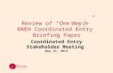 Review of “ One Way In ” NAEH Coordinated Entry  Briefing Paper