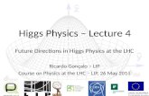 Higgs Physics – Lecture 4