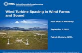 Wind Turbine Spacing in Wind Farms and Sound