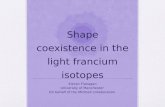 Shape coexistence in the light francium isotopes