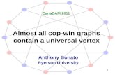 Almost all cop-win graphs contain a universal vertex