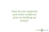 How do you organize and order evidence prior to drafting an essay?