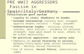 PRE WWII AGGRESSORS  Fascism in Spain/Italy/Germany