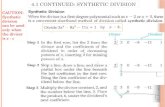 4.1 Continued: Synthetic Division