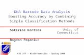 DNA Barcode Data Analysis Boosting Accuracy by Combining Simple Classification Methods