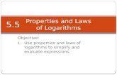 Properties and Laws of Logarithms