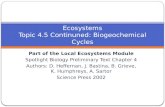 Ecosystems Topic 4.5  Continuned:  Biogeochemical Cycles