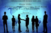 FUNDRAISING DAY IN NEW YORK 2013 Major Gifts:  15 Things You  Absolutely Must Know