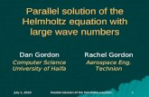 Parallel solution of the Helmholtz equation with large wave numbers