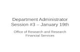 Department Administrator Session #3 – January 19th