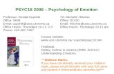 PSYC18 2009 – Psychology of Emotion