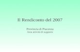 Il Rendiconto del 2007 Provincia di Piacenza Area attività di supporto