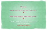 Warm-up: What vowel sound is in the word, “can?”