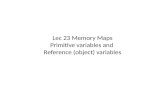 Lec 23 Memory Maps Primitive variables  and  Reference  (object) variables