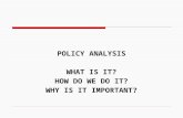 POLICY ANALYSIS WHAT IS IT? HOW DO WE DO IT? WHY IS IT IMPORTANT?