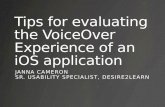 Tips for evaluating the  VoiceOver  Experience of an  iOS  application