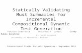 Statically Validating Must Summaries for Incremental Compositional Dynamic Test Generation