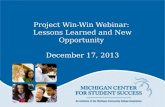 Project Win-Win Webinar:  Lessons Learned and New Opportunity  December 17, 2013