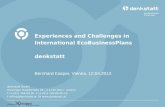Experiences and Challenges  in International  EcoBusinessPlans denkstatt
