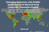 Detecting Spammers with SNARE: Spatio -temporal Network-level Automatic Reputation Engine