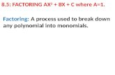 8.5: FACTORING AX 2  + BX +  C where A=1.