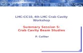 LHC-CC10, 4th LHC Crab Cavity Workshop Summary Session 5: Crab Cavity Beam Studies  P. Collier