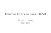 Common Errors on Duiker 18/20